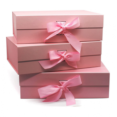 Magnetic Gift Box Luxury Gift With Ribbon Bow Collapsible Rigid Boxes With Magnetic Lids 