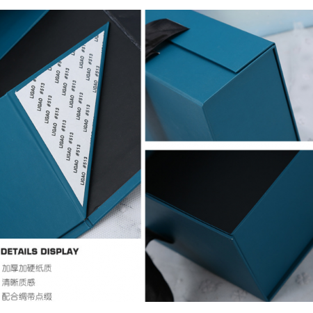 Custom luxury  ribbon closure magnetic flat paper folding box for clothing packaging and gift storage 