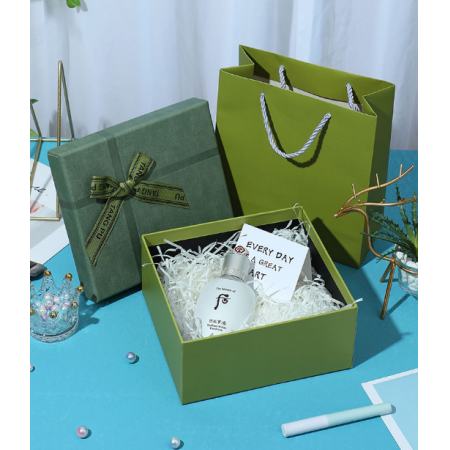 Gift Box Packing Birthday Green Jewelry Packaging Hat Top Base And Lid Ribbon Rigid Bag Case 