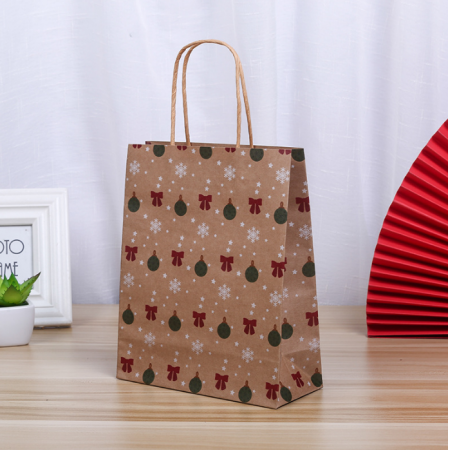 Merry Christmas Kraft Gift Paper Shopping Bag Custom 