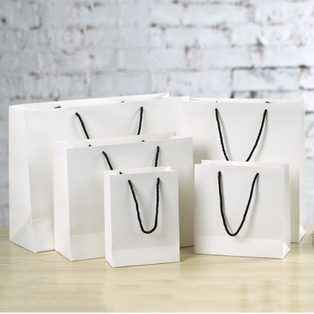 Hot Sale Paper Bag With Ribbon Hanlle Square For Shopping 