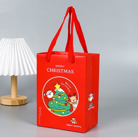 Custom Paper Bags With Handles Christmas Drawstring Gift Bags 