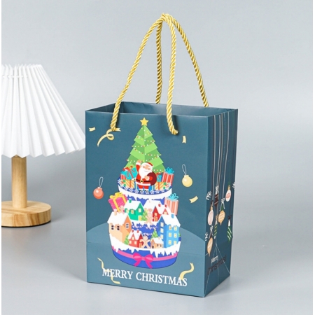 Custom Paper Bags With Handles Christmas Drawstring Gift Bags 